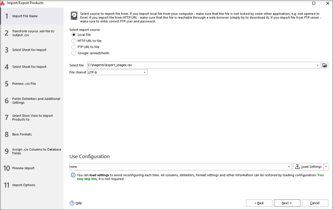 Select the file with correct images that you are going to upload