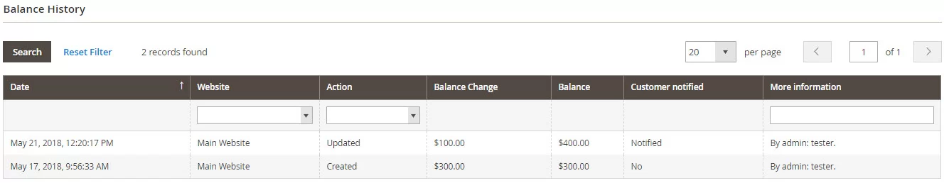 Magento 2 Store Credits magento-2-store-credit-balance-history
