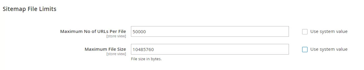 Magento 2 XML Sitemap magento-2-xml-sitemap-limits