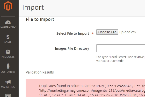Import CSV Without Headers magento_2_import_validation