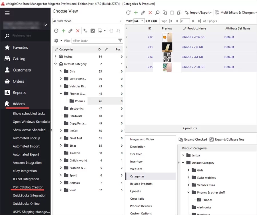 Launching the Store Manager for Magento PDF Catalog Creator addon