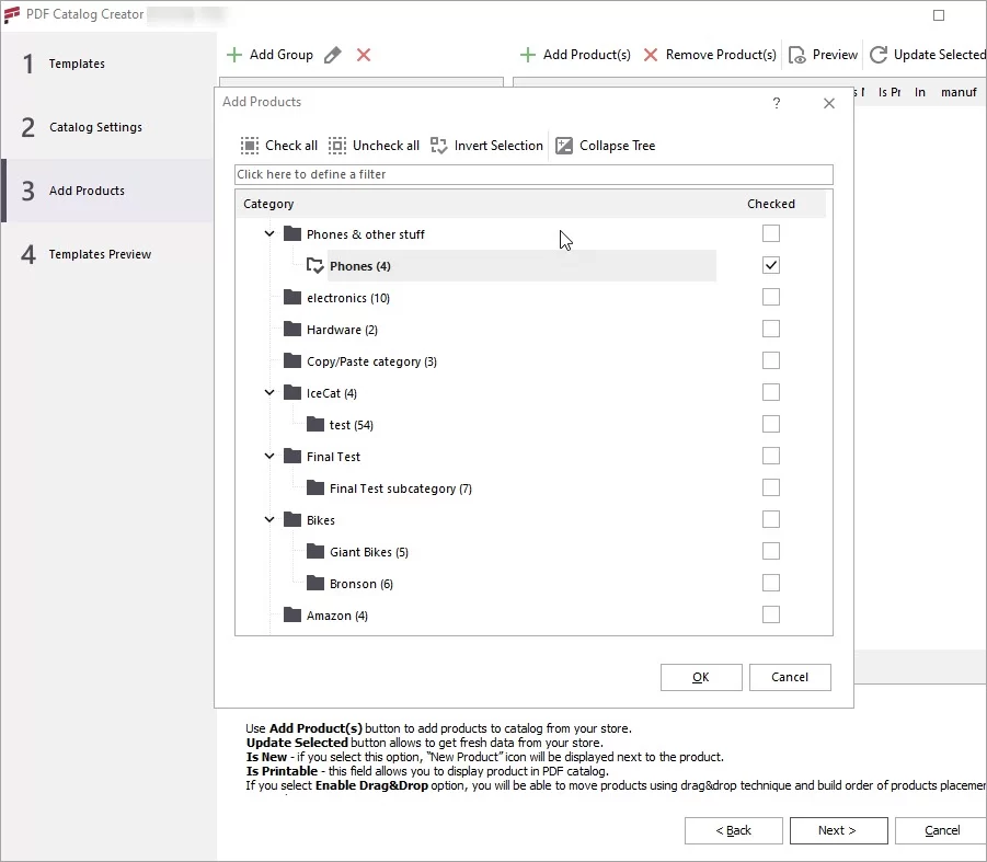 Magento Store Manager PDF Catalog Creator Wizard Add Products
