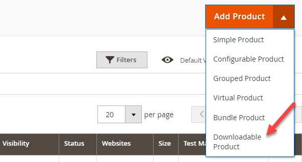 Magento 2 Downloadable Products select-magento-2-downloadable-product-type