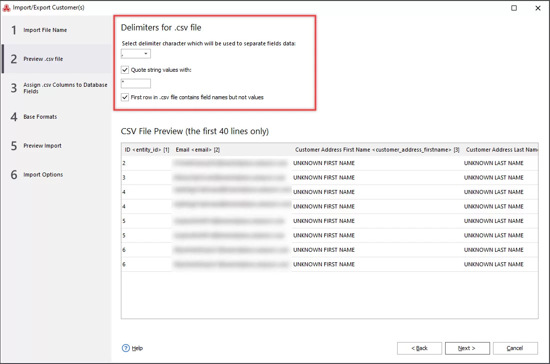 How to Import Magento 2 Customers Select Delimiters to Separate Import Fields Data