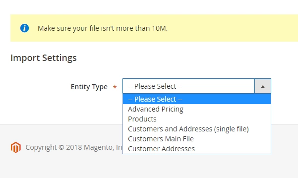 How to Import Magento 2 Customers select-magento-2-entity-type-to-upload