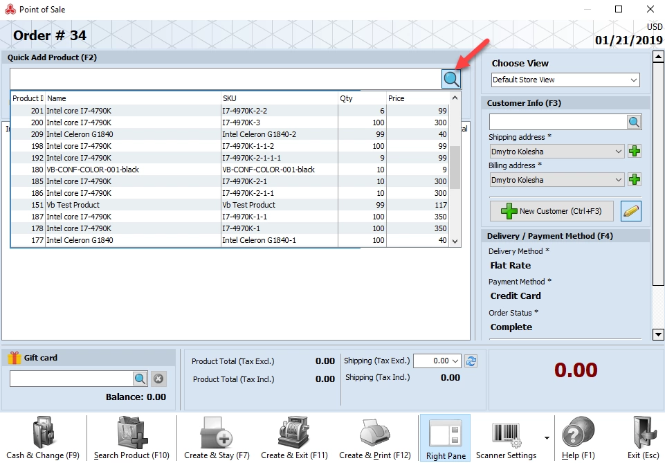 How to Create Magento 2 Order add-item-via-add-product-search-field