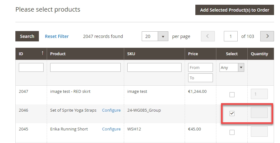 How to Create Magento 2 Order tick-product-and-enter-quantity