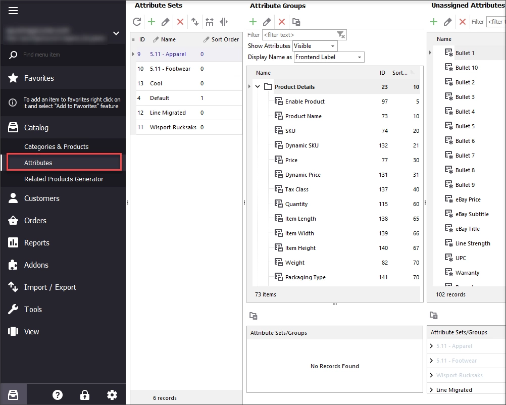 Open Attributes section