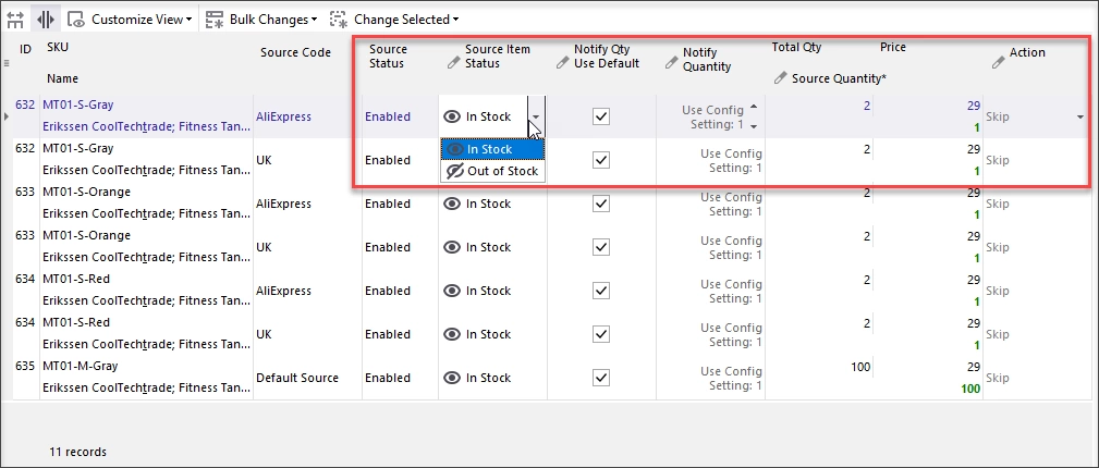 Change per source using Multi Source Editor dropdowns