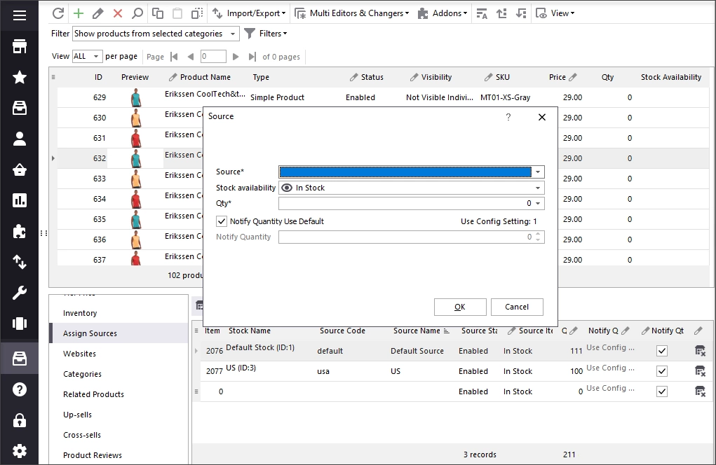 Configure Magento source settings