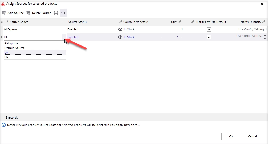 Set up Magento MSI for a bulk update of products