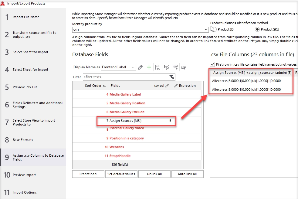 Update Magento Source Data via Import