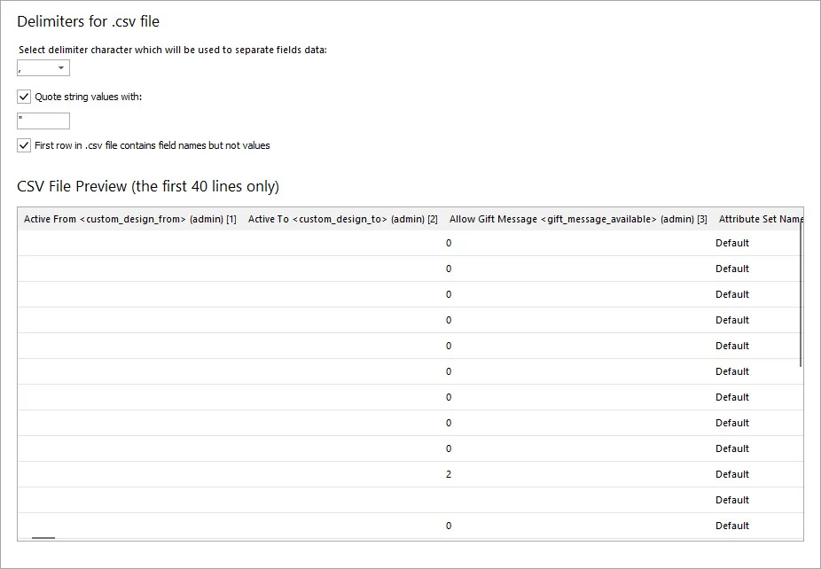 Import File Delimiters