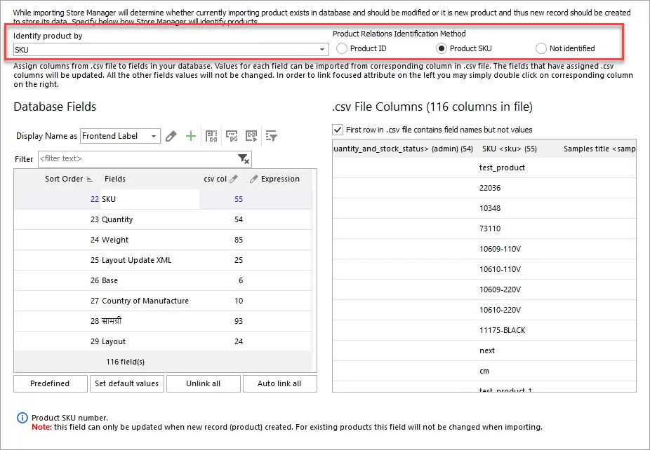 Import Identifiers Options