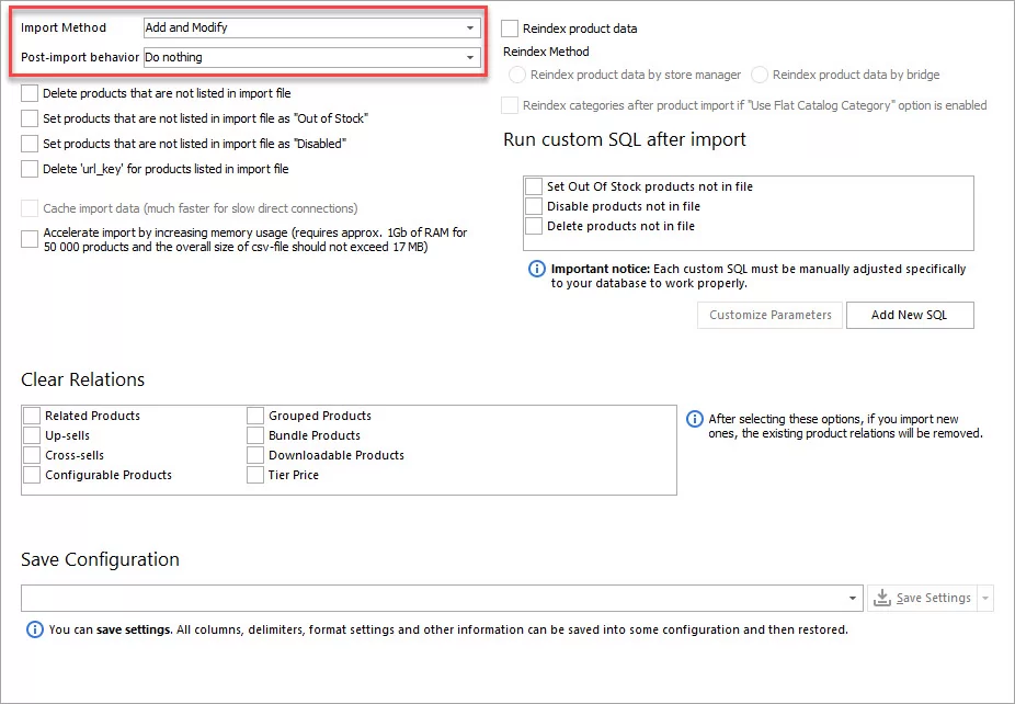Select Import Methods