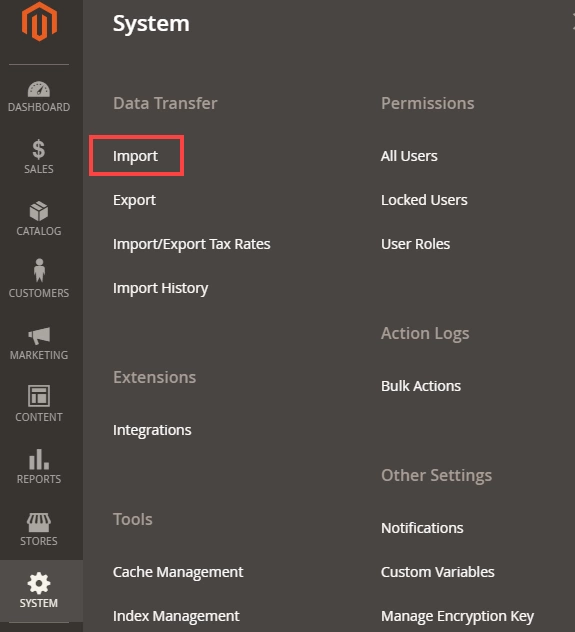Product Import dashboard