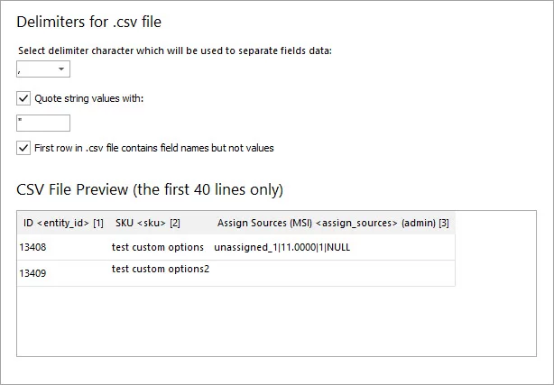 Set Import Delimiters