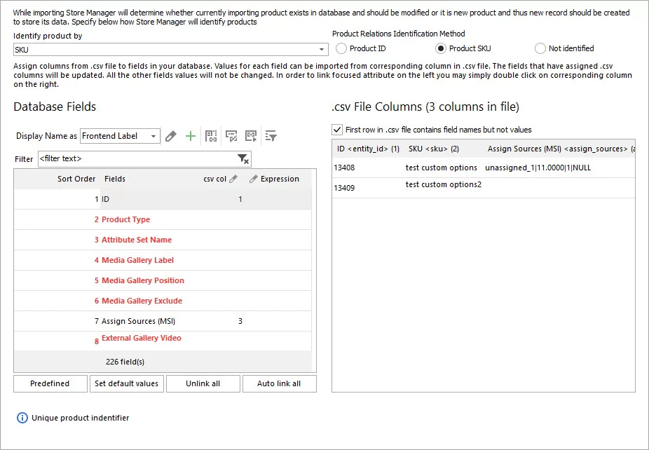 Assign Columns for Import