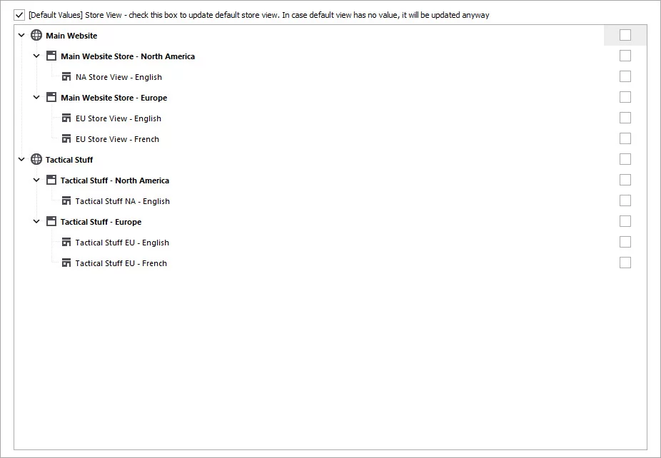 Select Store View for Import