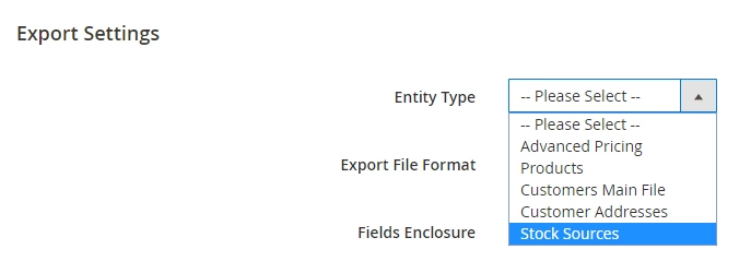 Stock Sources Entity Type