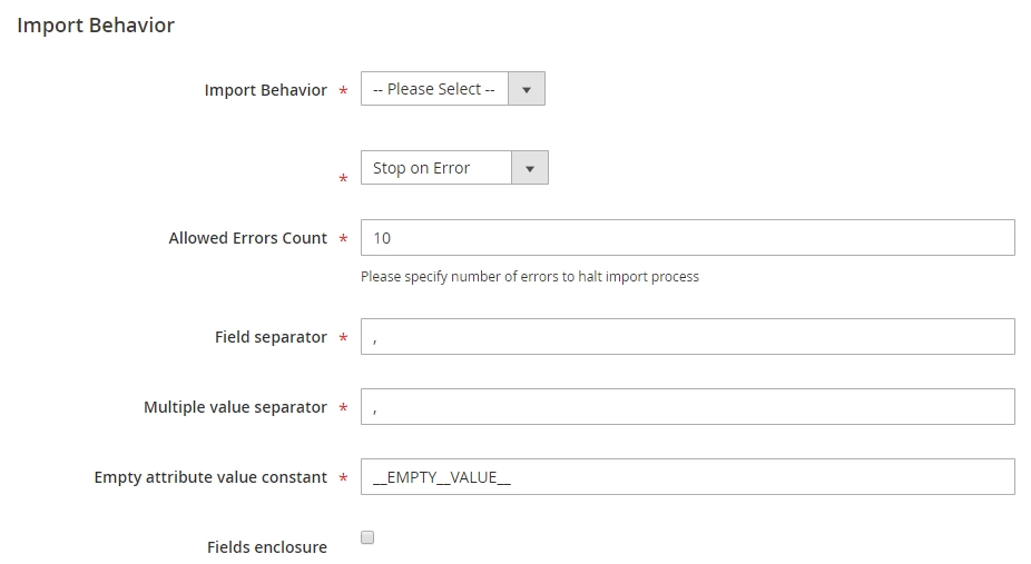 Stock Sources Import Behavior settings