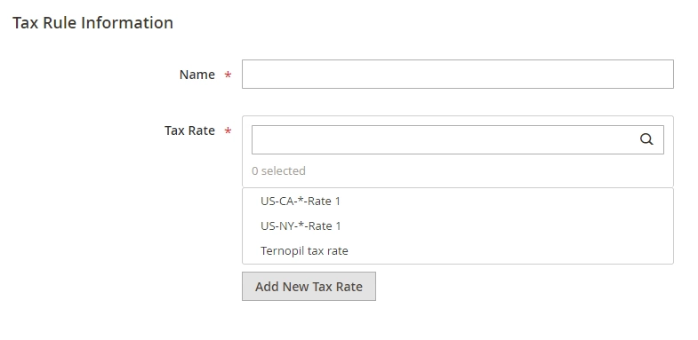 Enter Tax Rule Information