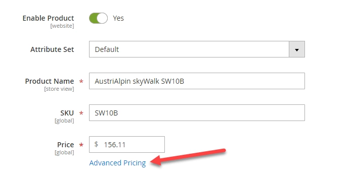 Open Magento 2 Advanced Pricing settings