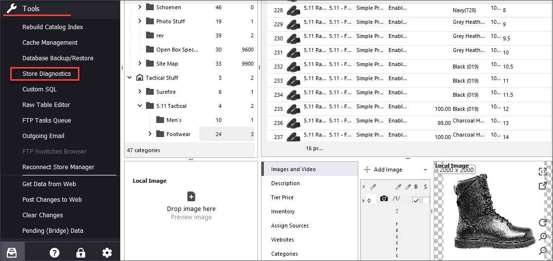From Store Manager toolbar launch Store Diagnostics tool