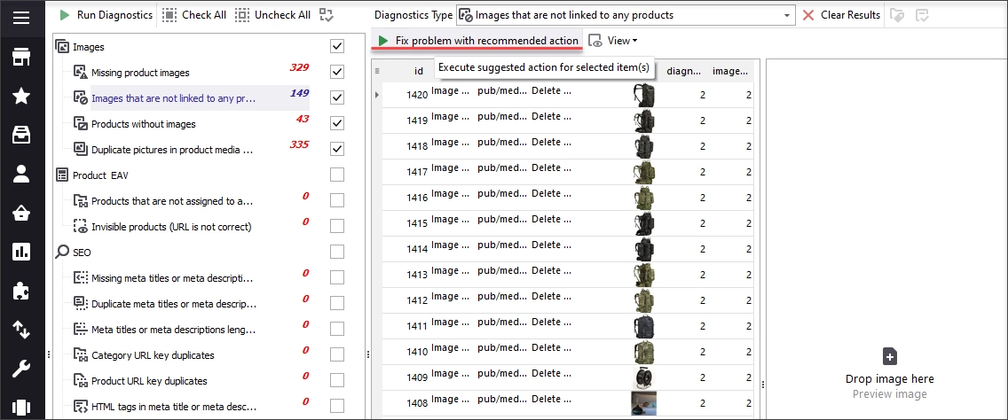 Try to fix the issue automatically by pressing 'Fix problem with recommended action' button.