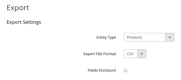 Select Magento 2 products entity type from the dropdown