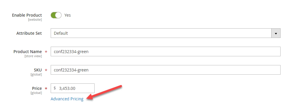 Go to Magento 2 Advanced Pricing settings