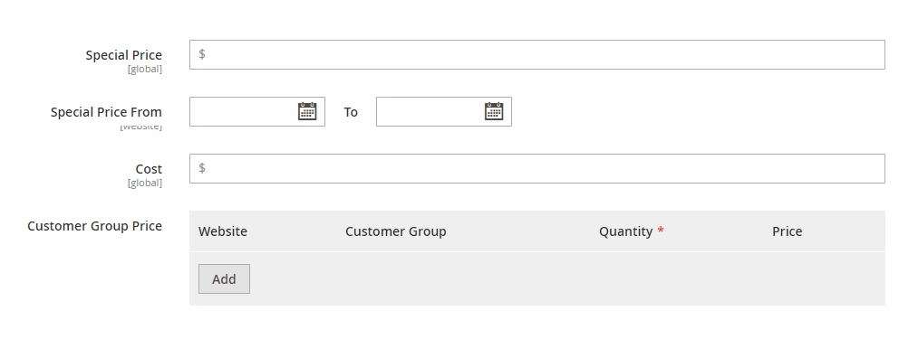 Press Add button in the Customer Group Price row
