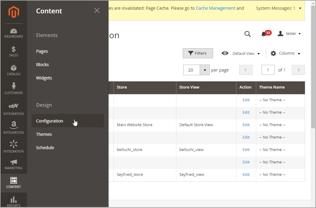 Magento 2 Admin Panel Content Configuration