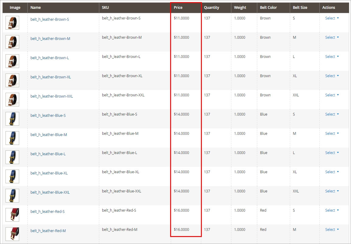 Magento 2 associated simple product price