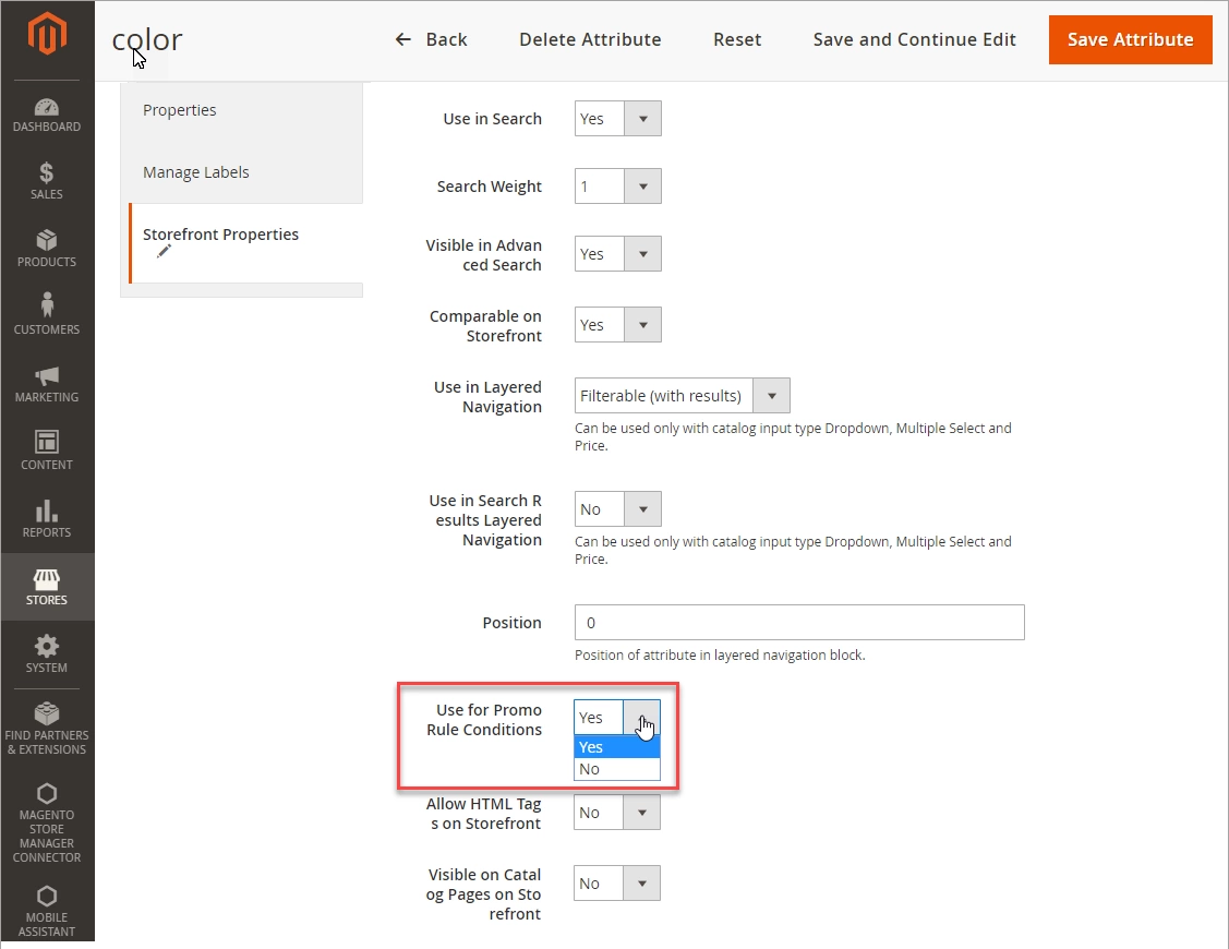Magento Attribute Allowed to Use for Promo Rules Conditions