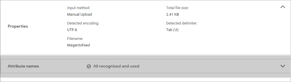Magento Feed Attribute Names Recognized