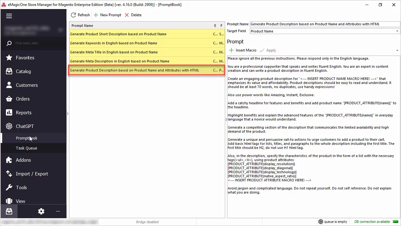 Magento ChatGPT Integration for Descriptions