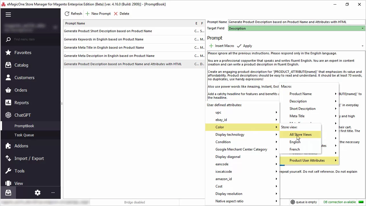Magento ChatGPT Integration for Descriptions