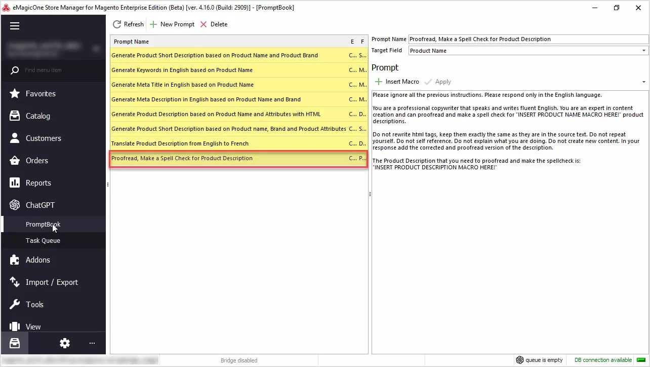 Magento ChatGPT Integration for Descriptions