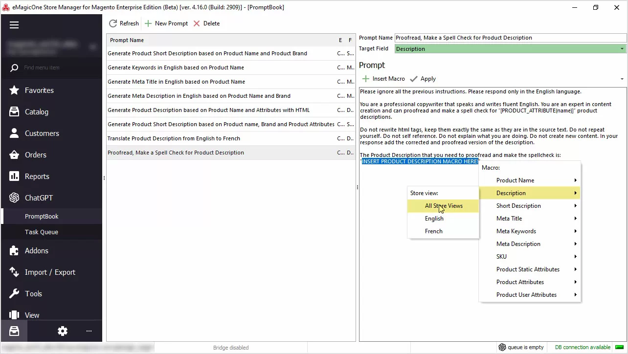 Magento ChatGPT Integration for Descriptions