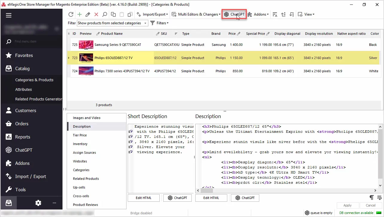 Magento ChatGPT Integration for Descriptions