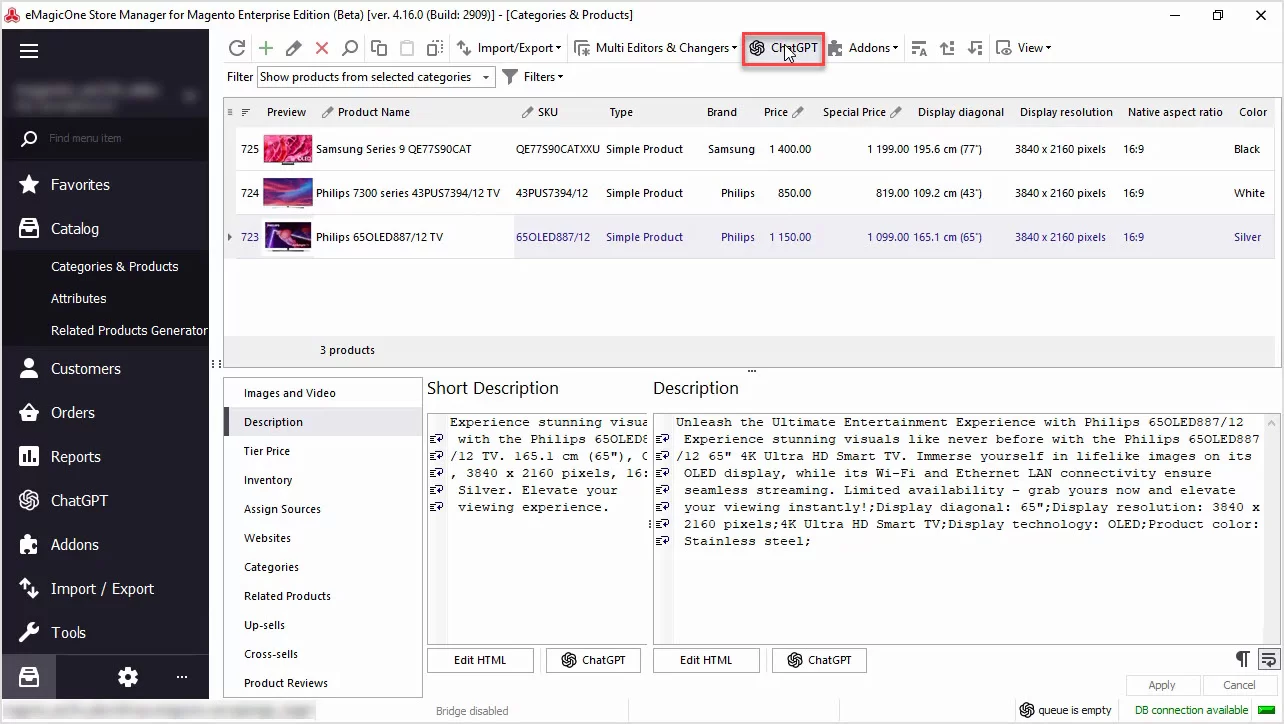Magento ChatGPT Integration for Descriptions