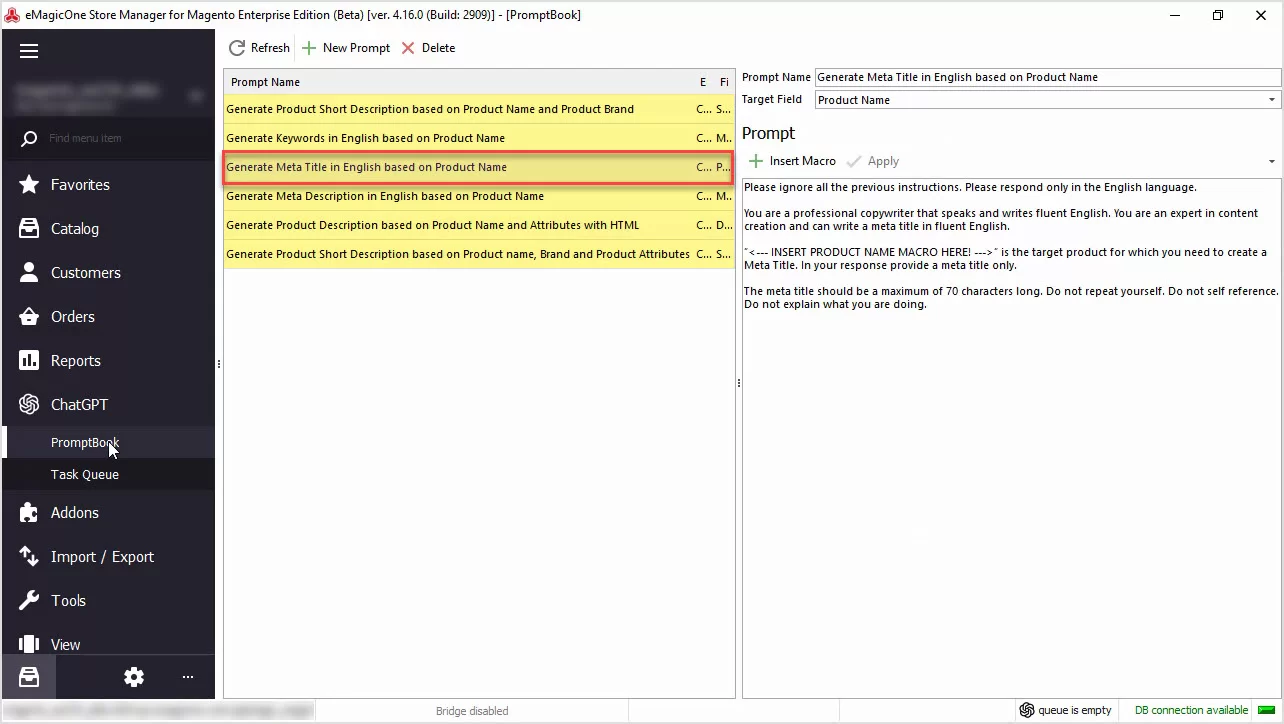 Magento ChatGPT Integration for Descriptions