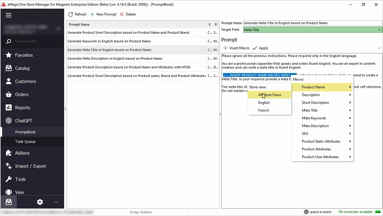 Magento ChatGPT Integration for Descriptions