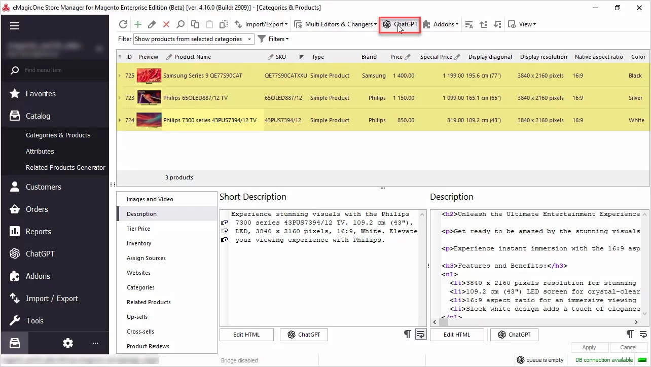 Magento ChatGPT Integration for Descriptions