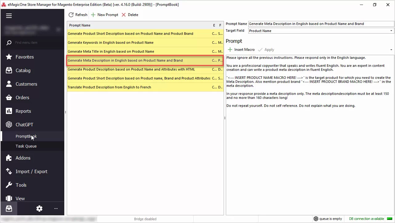 Magento ChatGPT Integration for Meta Descriptions