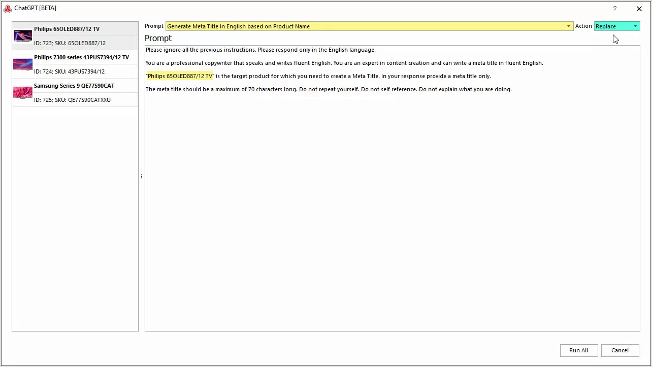 How to Generate Meta Description in English Based on Product Name and Brand