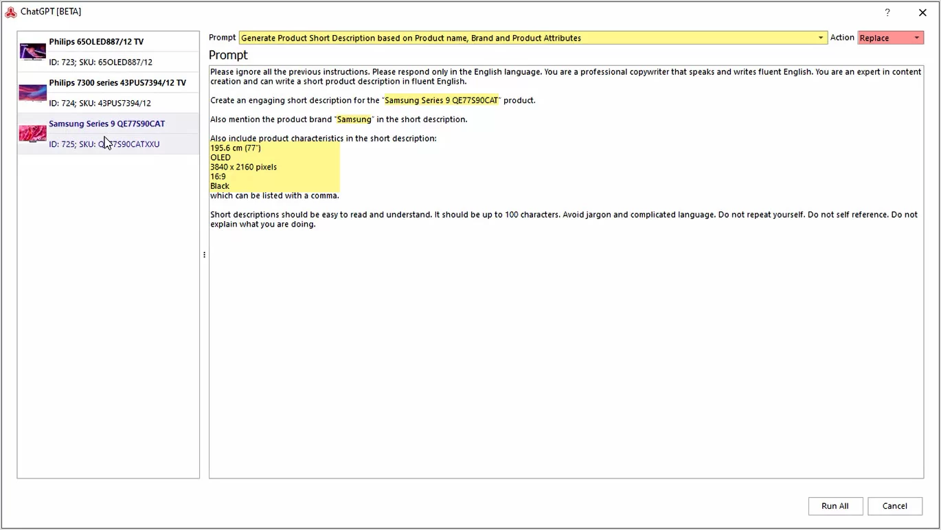 How to Generate Product Short Description Based on Product Name, Brand and Product Attributes with ChatGPT