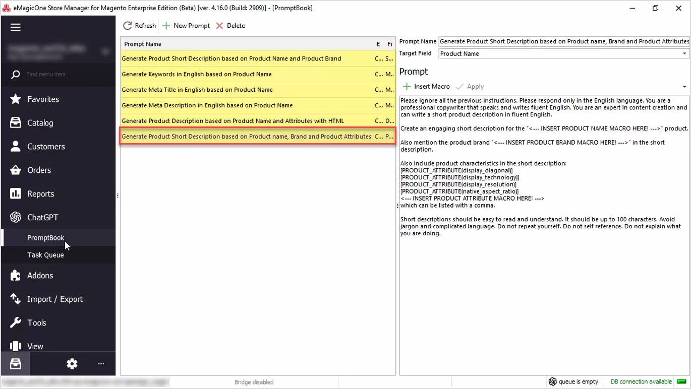 Magento ChatGPT Integration for Descriptions
