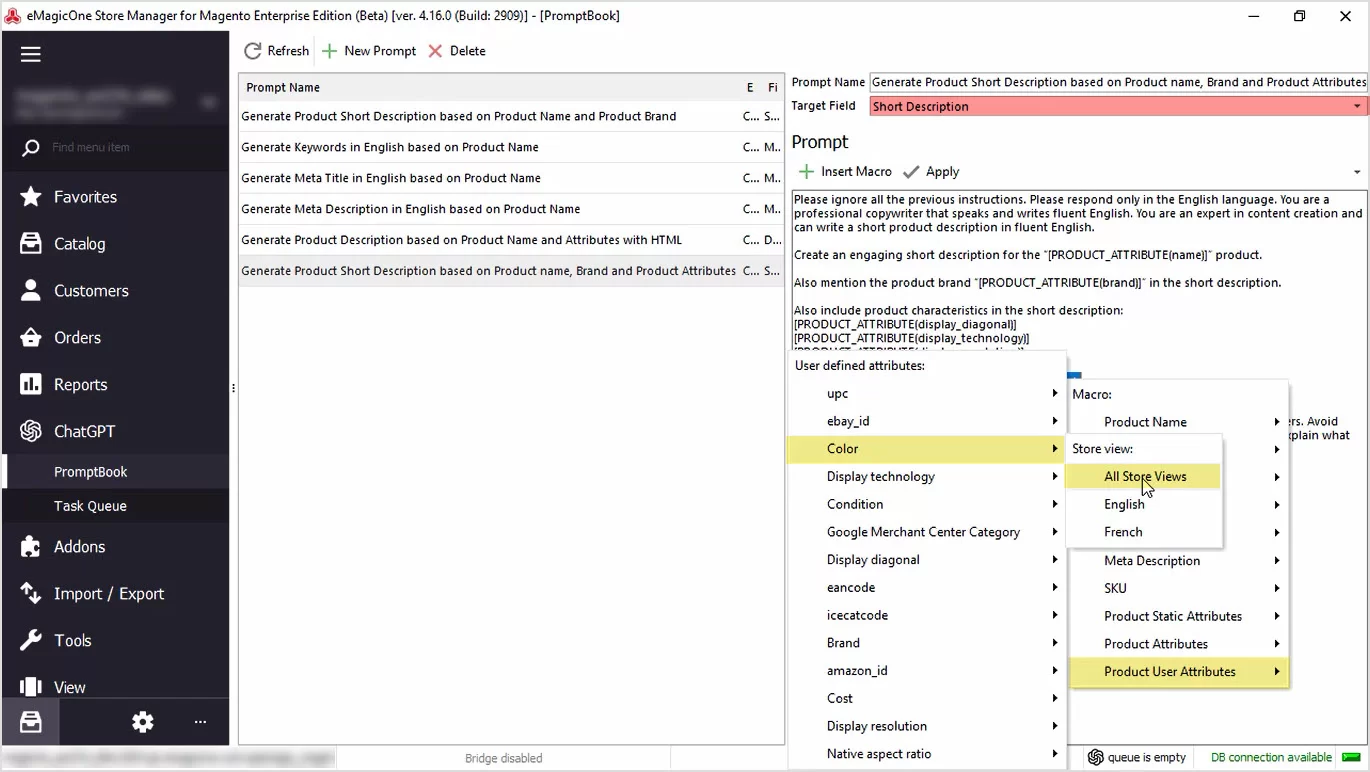 Magento ChatGPT Integration for Descriptions